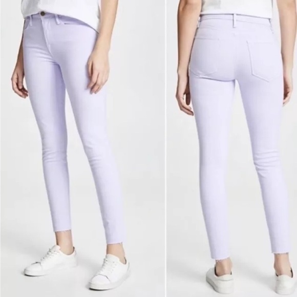 FRAME Denim Le High Skinny Raw Hem Ankle Jeans in Lavender Purple Size 27 *H28 - Picture 1 of 4